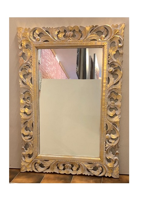 Specchio Legno Intagliato Oro