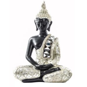 Buddha Resina Nero Argento