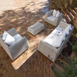 Set  Cactus 4P Rattan Sintetico Bianco